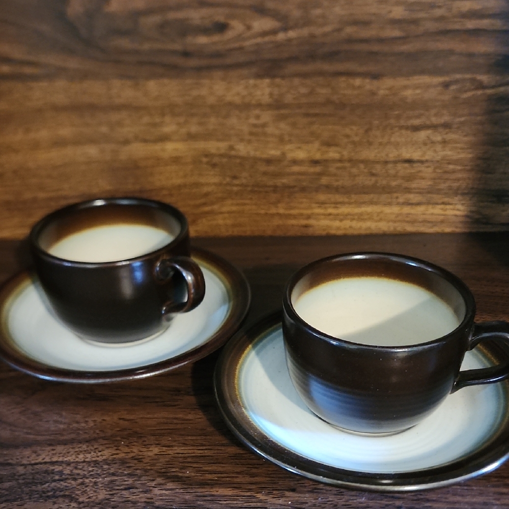 Franciscan Dark Brown and Cream Mug Set